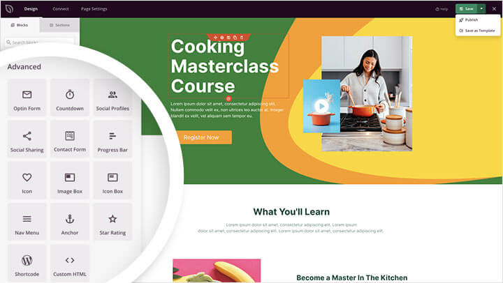 Image of SeedProd's drag-and-drop landing page builder