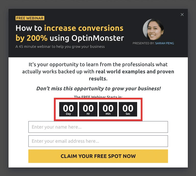 Example of a static countdown timer once the date and time have passed