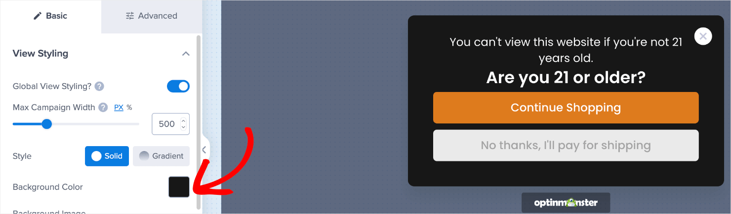 how to add age verification on mobile site