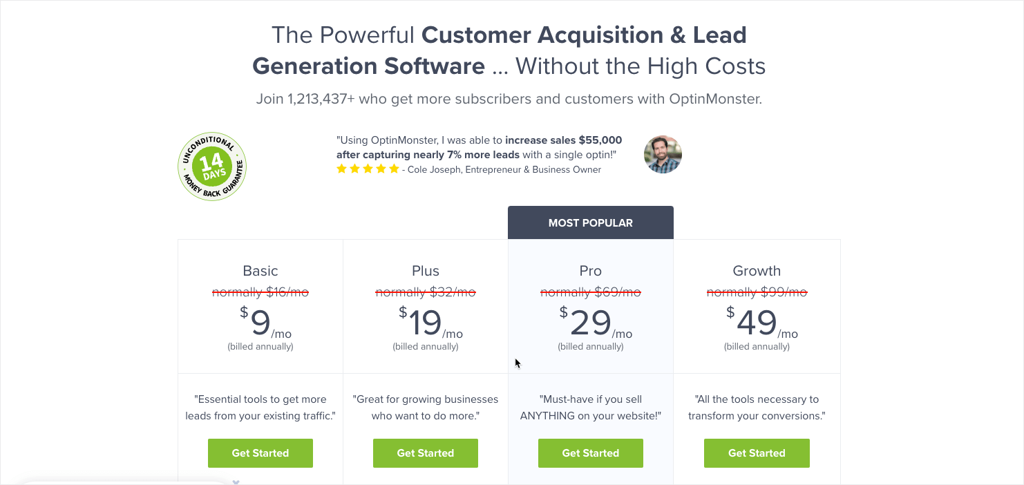 optinmonster-pricing-page - OptinMonster OptinMonster Pricing Page